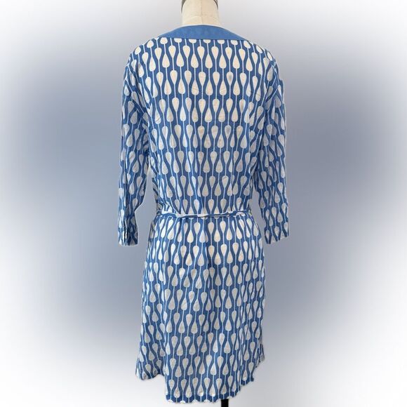 Echo Cover Up Over Swimwear Dress, Blue White V-Neck Lightweight, Size Medium - Picture 3 of 5